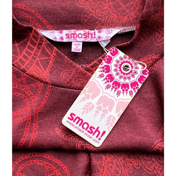 NWT ~ SMASH Embroidered Floral Butterfly Paisley Brown Knit Poet Dress ~ SMALL - Picture 8 of 8